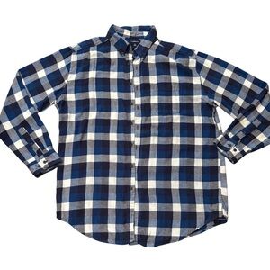 Croft & Barrow Blue and White Plaid Button Down Shirt Size XL Warm Winter Top